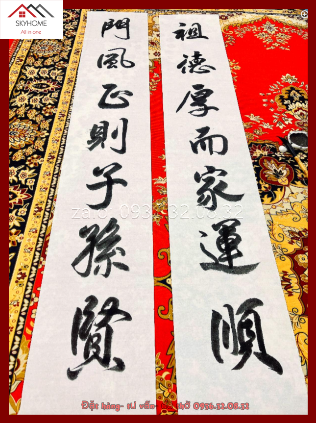 Câu đối thờ chữ Tổ đức hậu nhi- Môn phong chính tắc